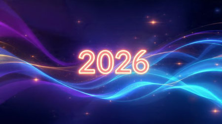 Luxury 2026 holiday canvas with crisp cool lighting bloom and minimal noise layer.