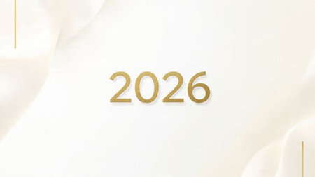 Luxury 2026 celebration background with winter light bloom and clean crisp composition.