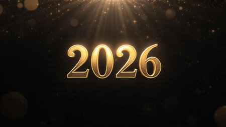 Premium 2026 New Year backdrop with smooth ice-glass reflections and calm winter mood.