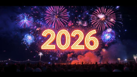 Premium 2026 celebration template with silky cool gradients and crisp white space.