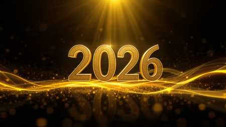 Elegant 2026 premium canvas with silver sparkle trails and soft cool glow.