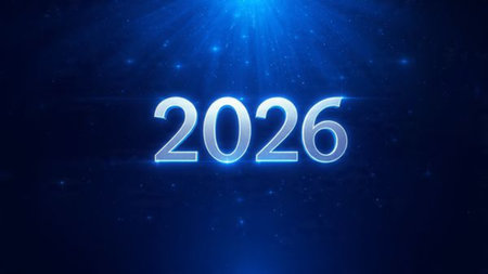 Premium 2026 winter celebration with pearl frost glow and clean copy space.