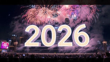 Premium 2026 celebration background with silky light diffusion and minimal sparkle noise,...