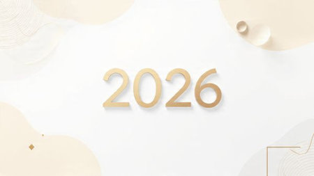 High-end 2026 New Year canvas with cool silver glow gradient and minimal festive charm.