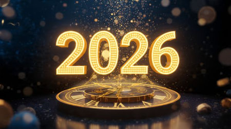 Upscale 2026 New Year template with clean frost accents, cool glow atmosphere, premium visual...