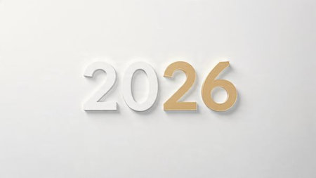 Premium 2026 New Year backdrop with smooth ice-glass reflections and calm winter mood.