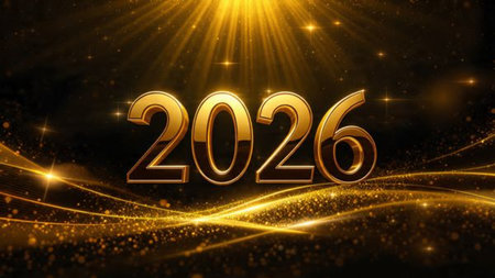 Premium 2026 New Year backdrop with smooth ice-glass reflections and calm winter mood.
