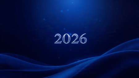 Premium 2026 celebration template with silky cool gradients and crisp white space.