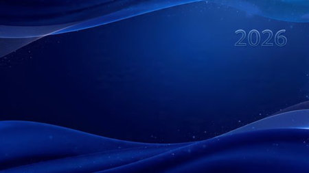 Premium 2026 New Year backdrop with smooth ice-glass reflections and calm winter mood.