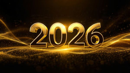 Premium 2026 New Year greeting with silky cool gradients and crisp layout balance.