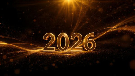 Luxury 2026 celebration background with crisp frost shine corners and ultra-clean layout.