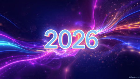 Luxury New Year 2026 background with polished diamond-like glow and smooth clean marketing space.