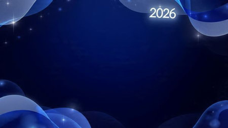 2026 New Year luxury background with soft glowing frost corners, elegant cool light.