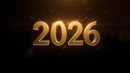 Premium 2026 celebration backdrop with ice-glass light streaks and calm winter elegance.
