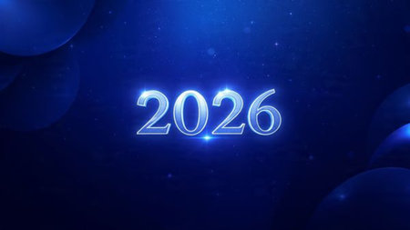 Elegant 2026 premium canvas with silver sparkle trails and soft cool glow.