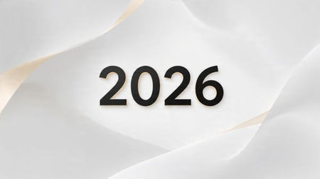 2026 luxury New Year visual with diamond frost shimmer corners and calm glow.