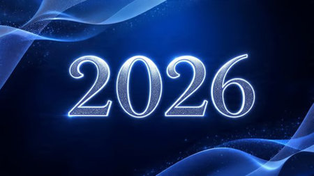 Luxury 2026 New Year design with cool silver glow and minimal sparkle accents, high res.