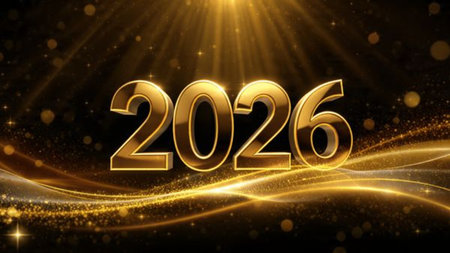 Premium 2026 greeting background with diamond frost spark overlay and cool elegance.