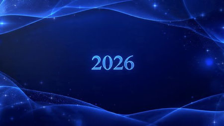 Luxury 2026 winter canvas with soft silver glow gradient and minimal festive charm.