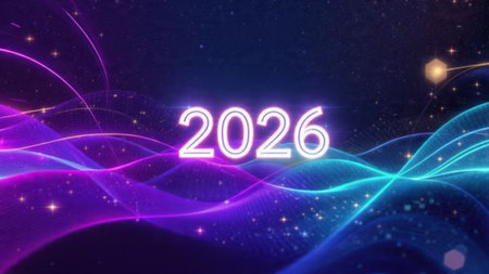 Luxury 2026 greeting background with frozen bokeh haze and calm winter mood, high-resolution finish.