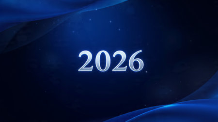 Ultra-luxury New Year 2026 background with soft frost light bloom and premium copy space.