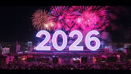 Luxury 2026 celebration backdrop with diamond frost field and minimal noise diffusion.