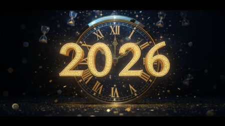 Luxury 2026 celebration background with winter light bloom and clean crisp composition.