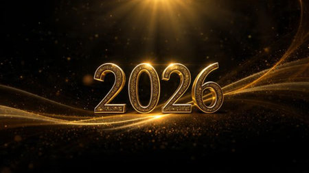 Elegant 2026 premium background with silver light diffusion and minimal sparkle noise.