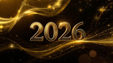 Premium 2026 New Year backdrop with silver light diffusion and minimal sparkle noise.