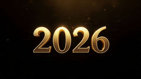 Premium 2026 New Year backdrop with smooth ice-glass reflections and calm winter mood.