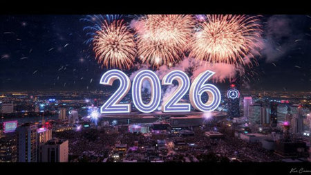 Elegant 2026 premium background with frozen bokeh glow and crisp white balance.