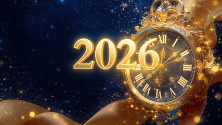 Elegant 2026 luxury background with pearl frost spark trails and clean composition.