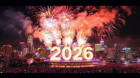 Elegant 2026 premium background with silver light diffusion and minimal sparkle noise.