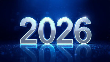 Premium 2026 greeting visual with pearl frost glow arcs and minimal shadows.