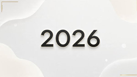 Premium 2026 celebration template with soft frozen glow edges and minimal noise layer.