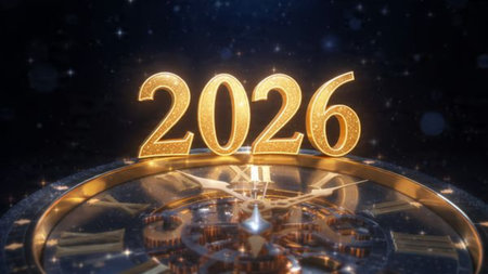 Premium 2026 greeting design with silver frost shimmer field and clean neutral space.