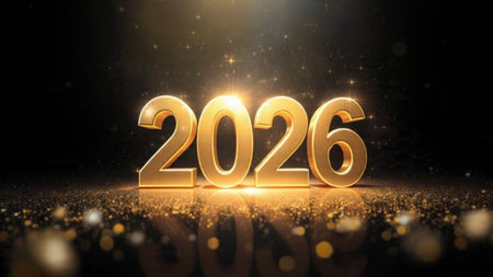 Luxury 2026 winter canvas with diamond frost corners glow and crisp festive mood.