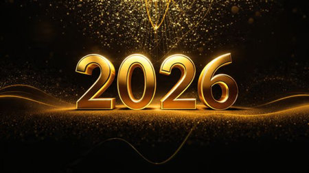Premium 2026 greeting visual with pearl frost glow arcs and minimal shadows.
