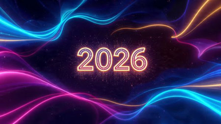Premium 2026 winter celebration canvas with soft silver haze and minimal shimmer.