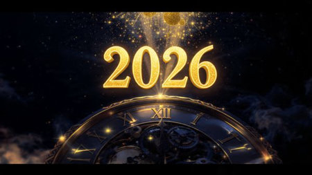 Premium 2026 celebration canvas with soft ice shimmer haze and elegant glow corners.