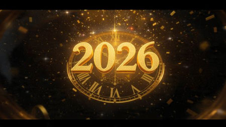 2026 luxury holiday greeting with smooth silver frost bloom and ultra-clean copy space.
