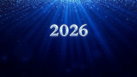 Premium 2026 greeting visual with pearl frost glow arcs and minimal shadows.