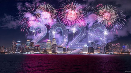 Premium 2026 celebration template with silky cool gradients and crisp white space.