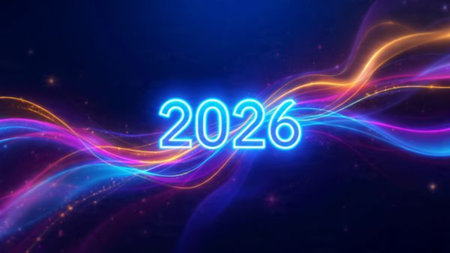 2026 luxury winter canvas with soft silver ribbons glow and crisp white balance.