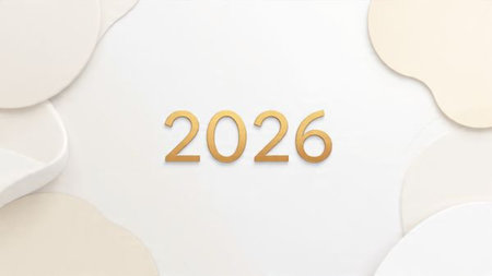 Elegant 2026 premium background with soft ice-blue shimmer and clean festive space.