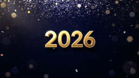Luxury 2026 greeting backdrop with crisp cool frost shine and clean festive balance.
