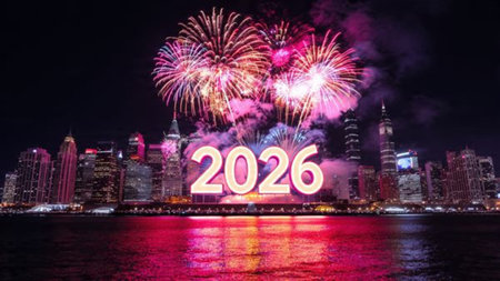 Premium 2026 holiday design with silver frost diffusion and clean balanced layout.