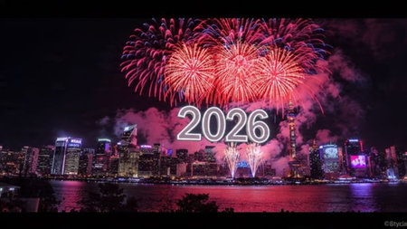 Elegant 2026 premium canvas with silver sparkle trails and soft cool glow.
