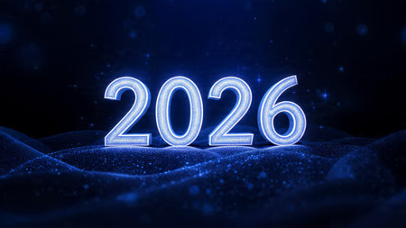 Refined 2026 luxury background with subtle star-spark shine, silver dust, and minimal shadows.