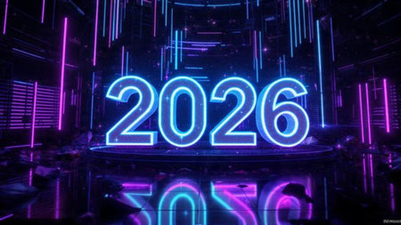 Elegant 2026 premium background with silver light diffusion and minimal sparkle noise.